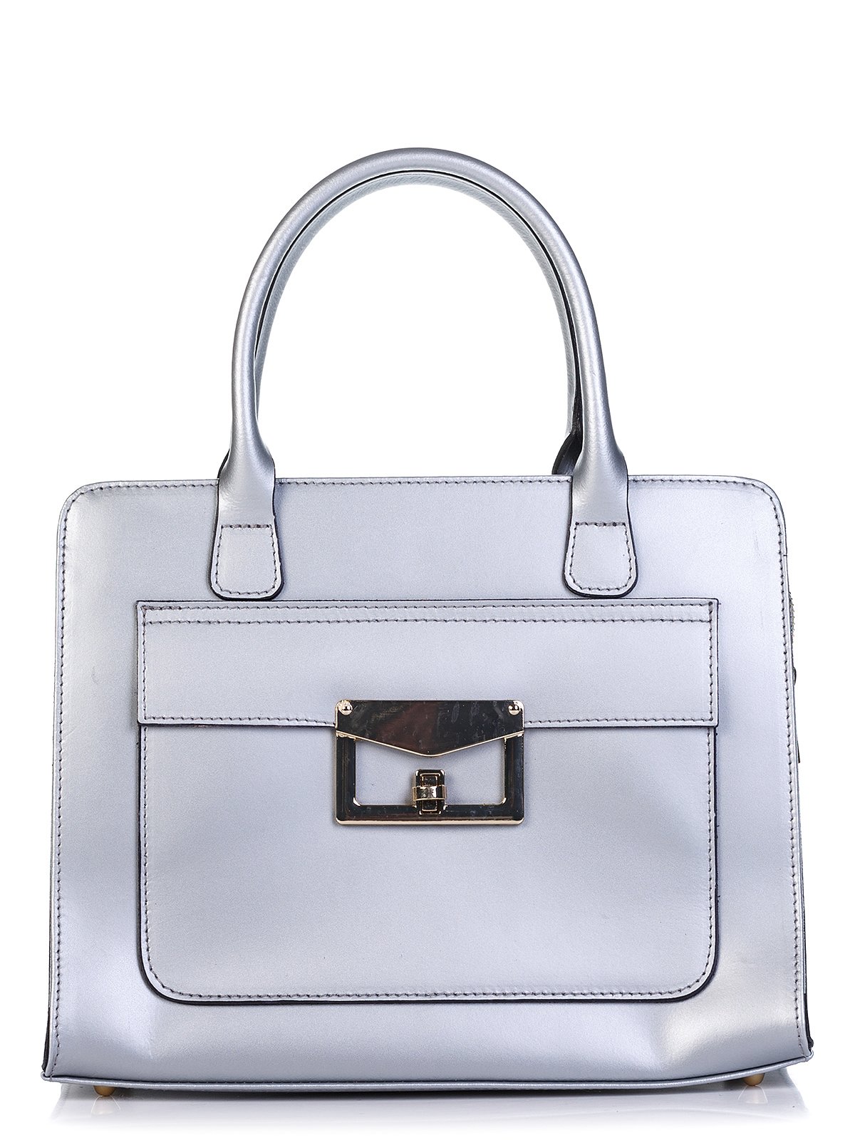 

Деловая Сумка Genuine Leather 8828_silver Кожаная Серебро