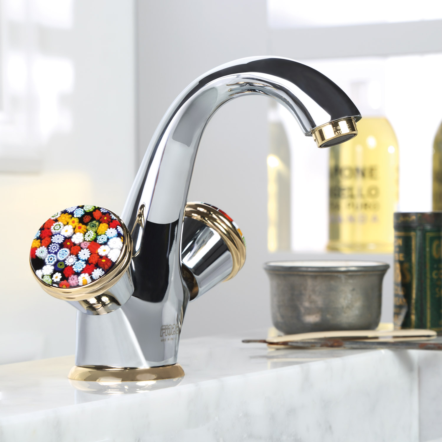 

Змішувач для умивальника SANTAN MURRINE М 181СО0623 ch/g, з донним клапаном
