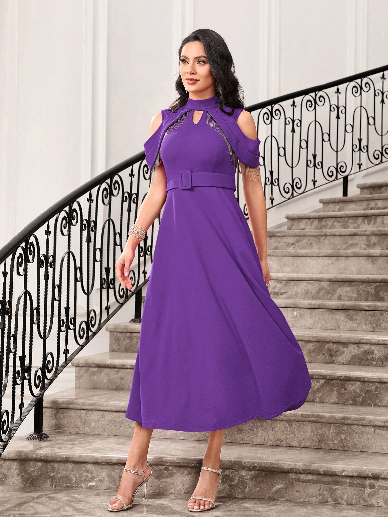 Акція на Плаття міді літнє жіноче SHEIN GD-00148908 S Фіолетове від Rozetka