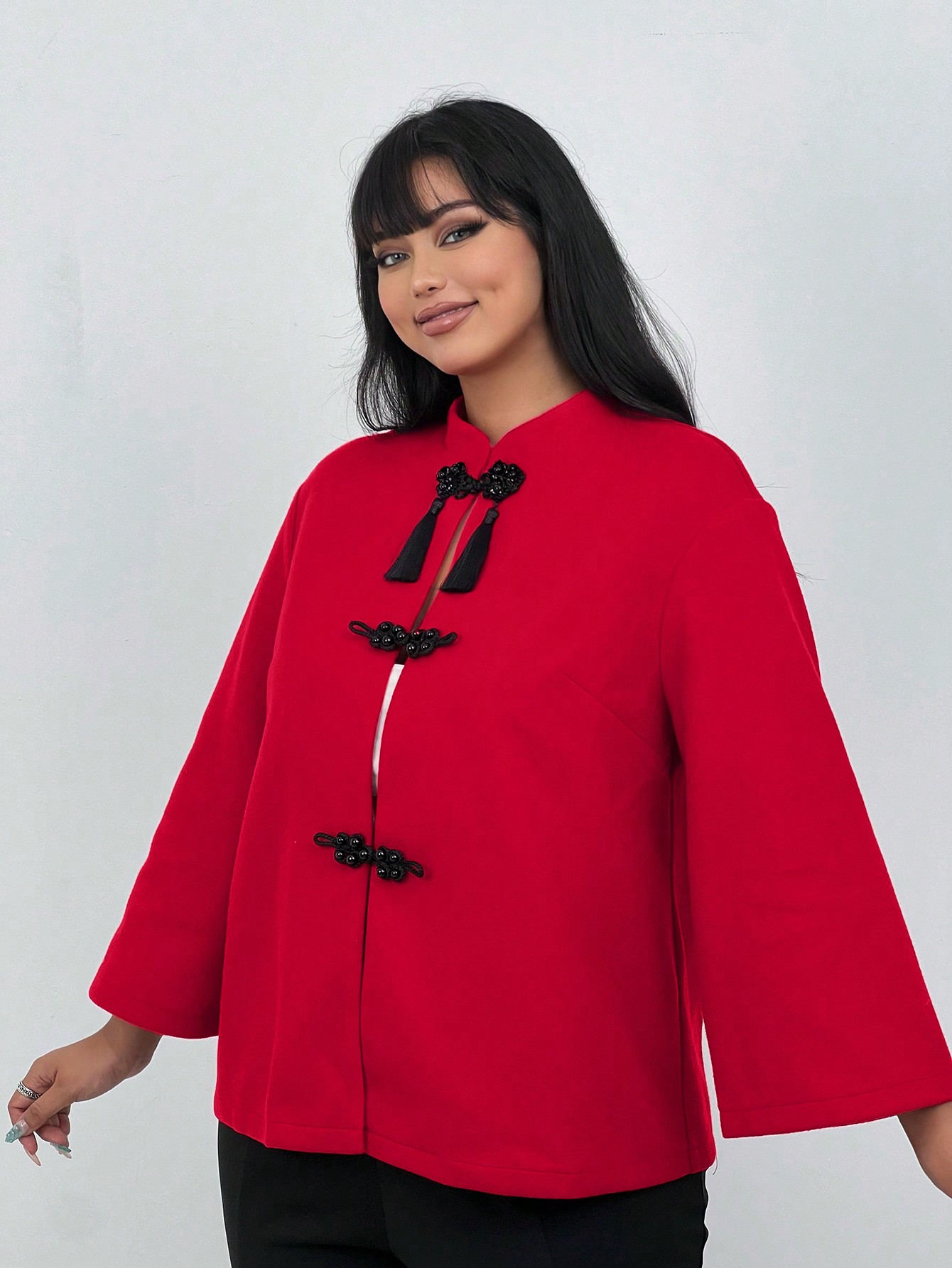Акція на Пальто жіноче SHEIN GD-00131503 2XL Темно-червоне від Rozetka