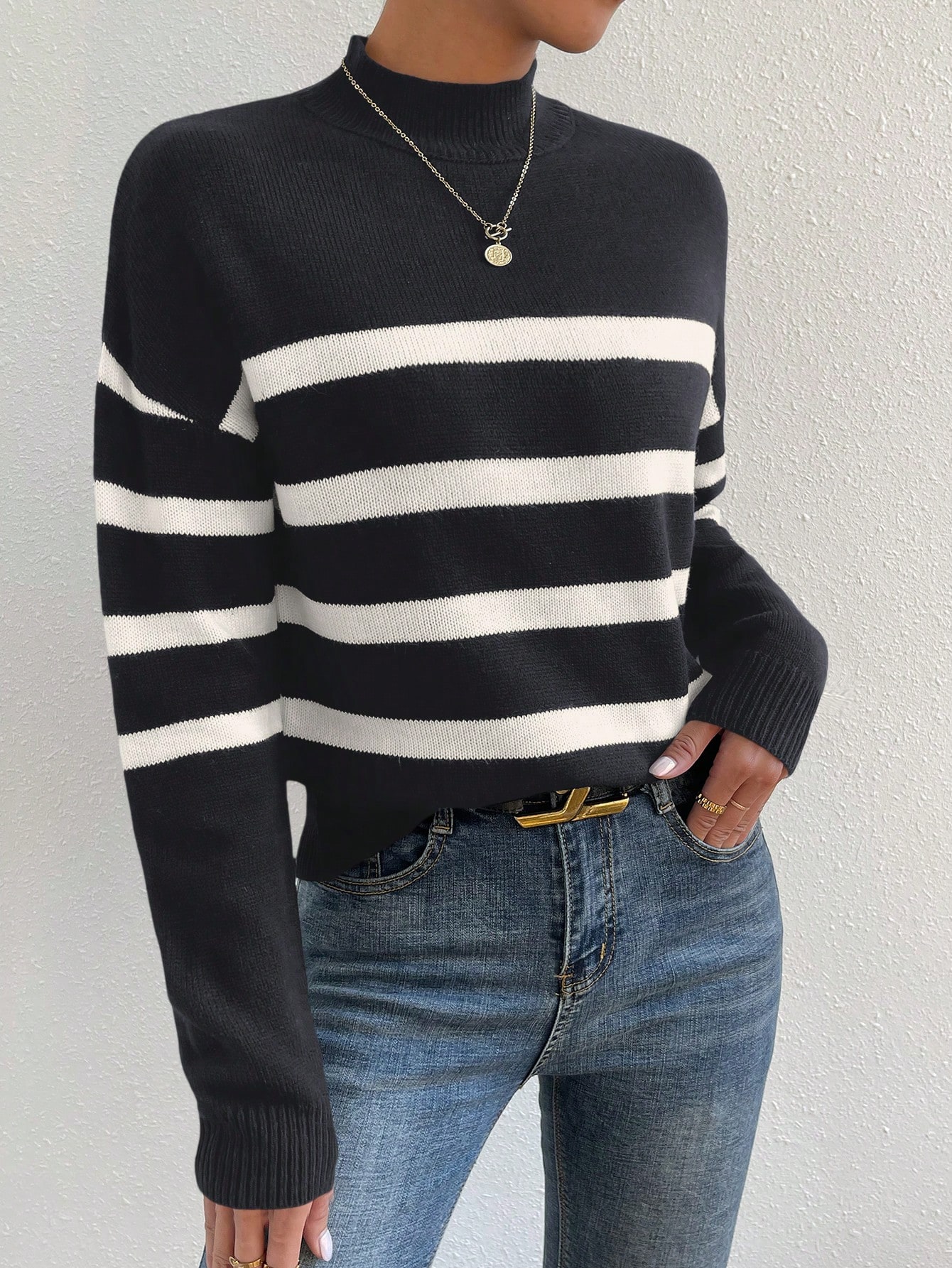 Акція на Джемпер жіночий SHEIN GD-00121679 2XL Чорний від Rozetka