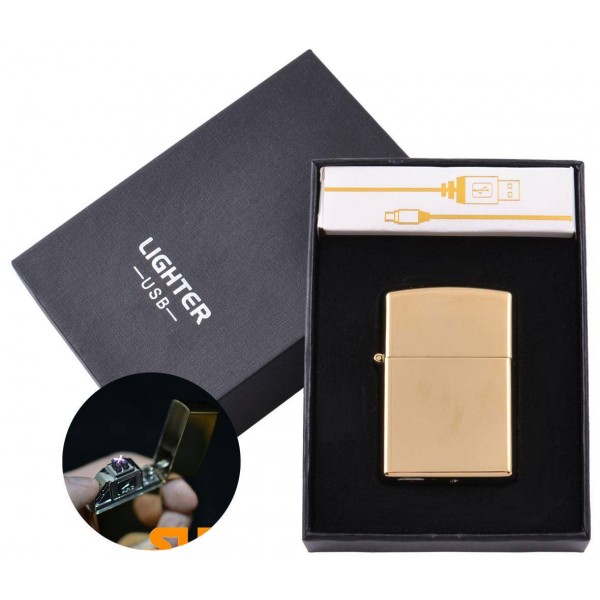 

Электроимпульсная зажигалка в подарочной упаковке Lighter (Двойная молния, USB) №HL-6 Gold