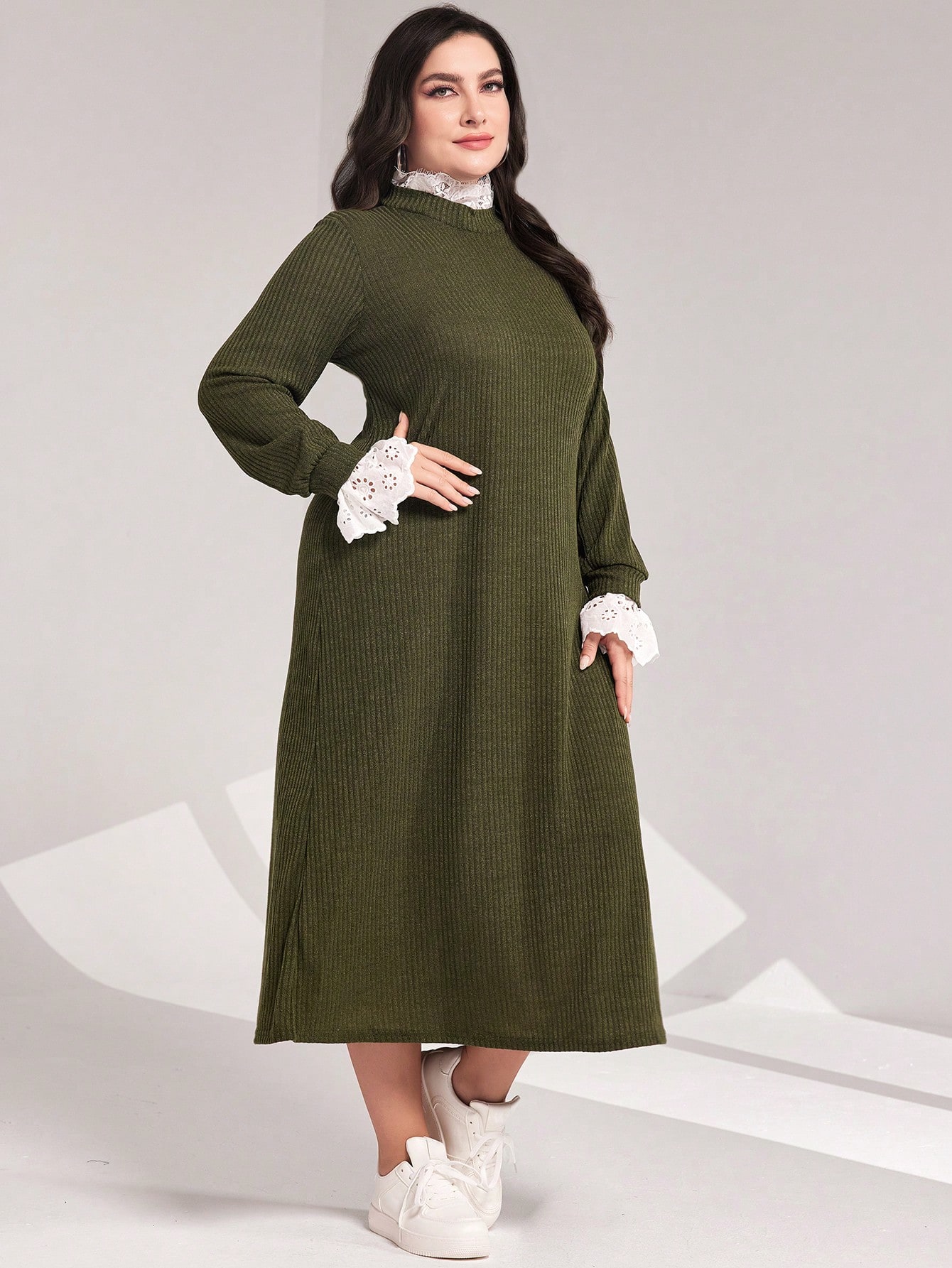Акція на Сукня міді осіння жіноча SHEIN GD-00165944 4XL Зелена від Rozetka