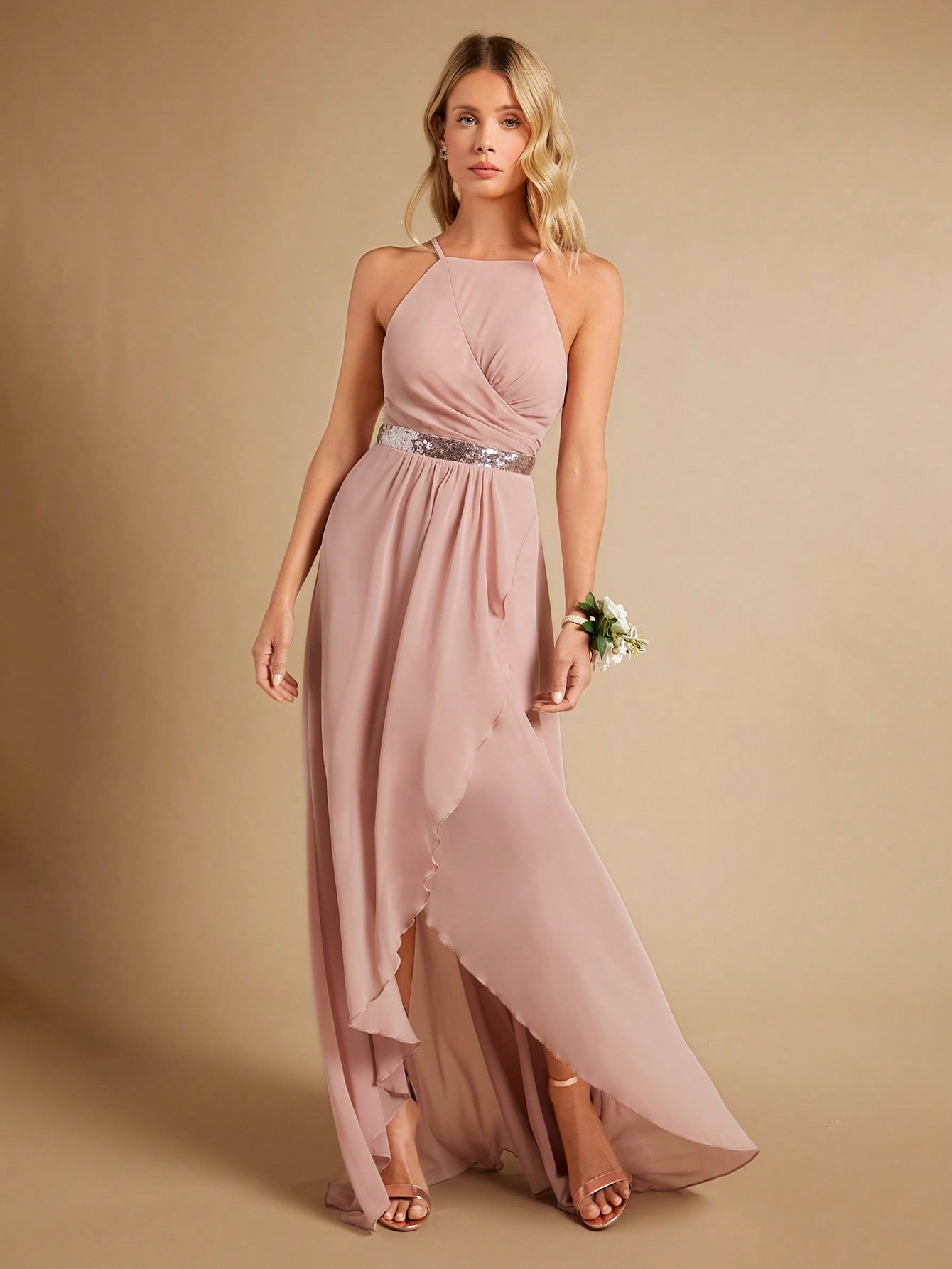 Акція на Сукня вечірня довга жіноча SHEIN GD-00158199 L Рожева від Rozetka