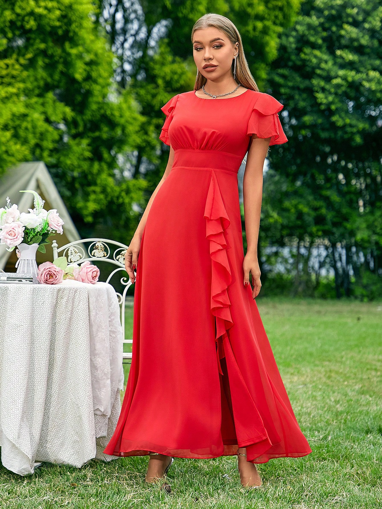 Акція на Сукня вечірня довга жіноча SHEIN GD-00158202 M Червона від Rozetka