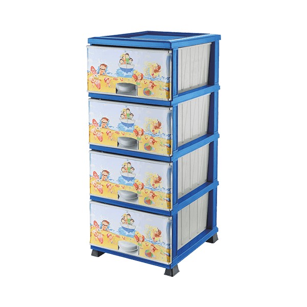 

Комод пластиковый Elif Plastik детский 4 ящика пляж голубой 38 х 46 х 90 см (0387)