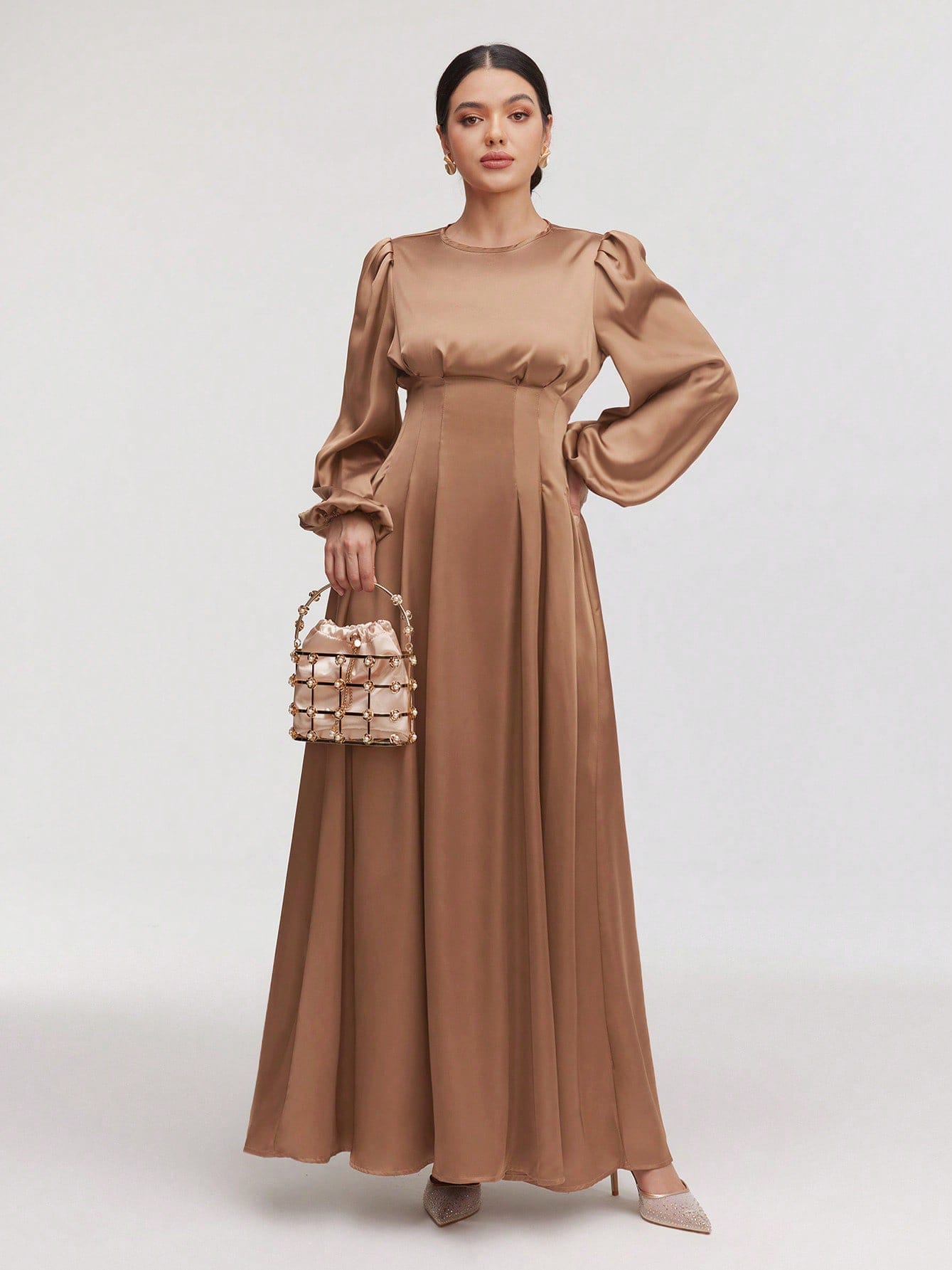 Акція на Сукня осіння жіноча SHEIN GD-00130866 XL Світло-коричнева від Rozetka