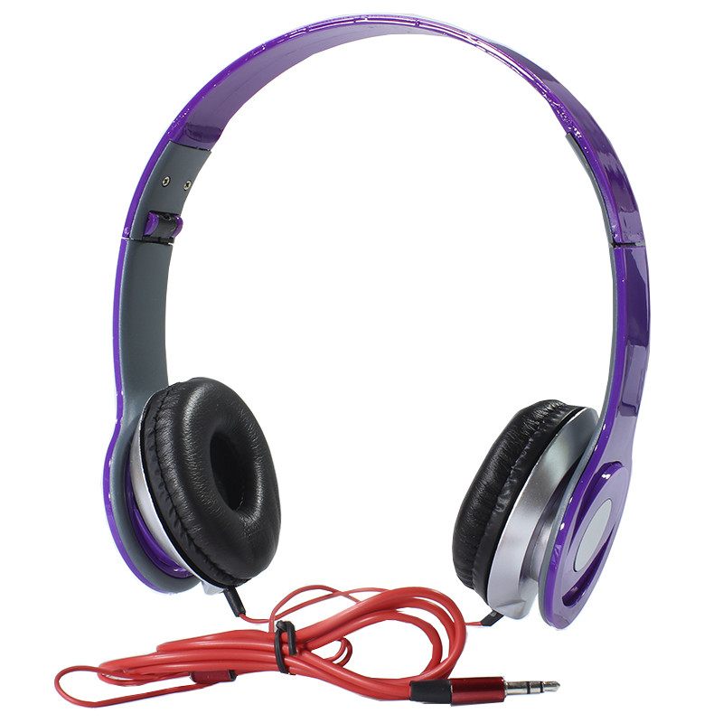 

Наушники Lesko PV TM-SLL0001 Фиолетовые накладные музыкальные jack 3.5
