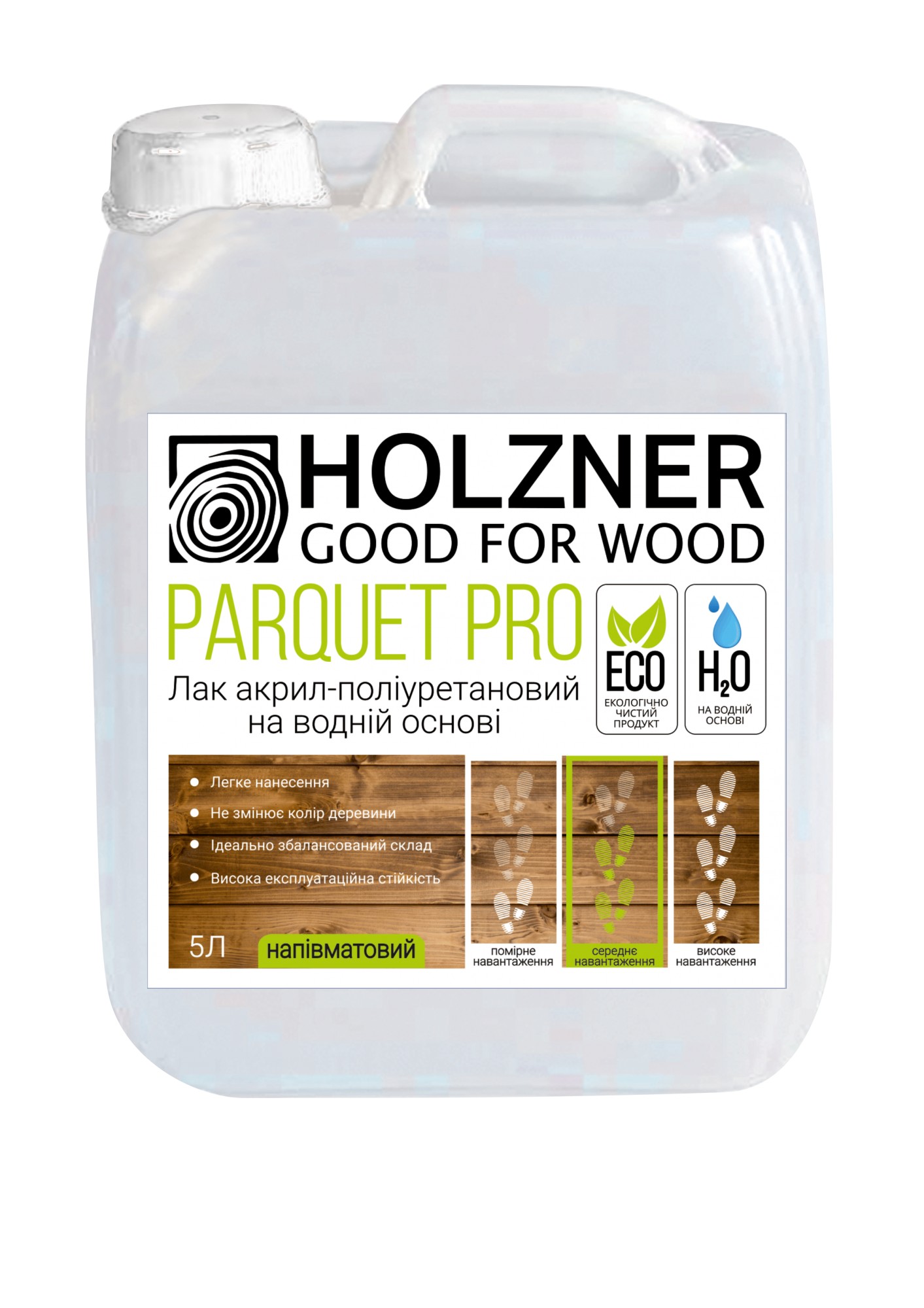 

Лак для паркету SOFI Holzner Parquet PRO напівматовий 5 л