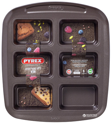 

Форма прямоугольная для выпечки кексов Pyrex Asimetria 9 x 6 см Коричневая 6 ячеек