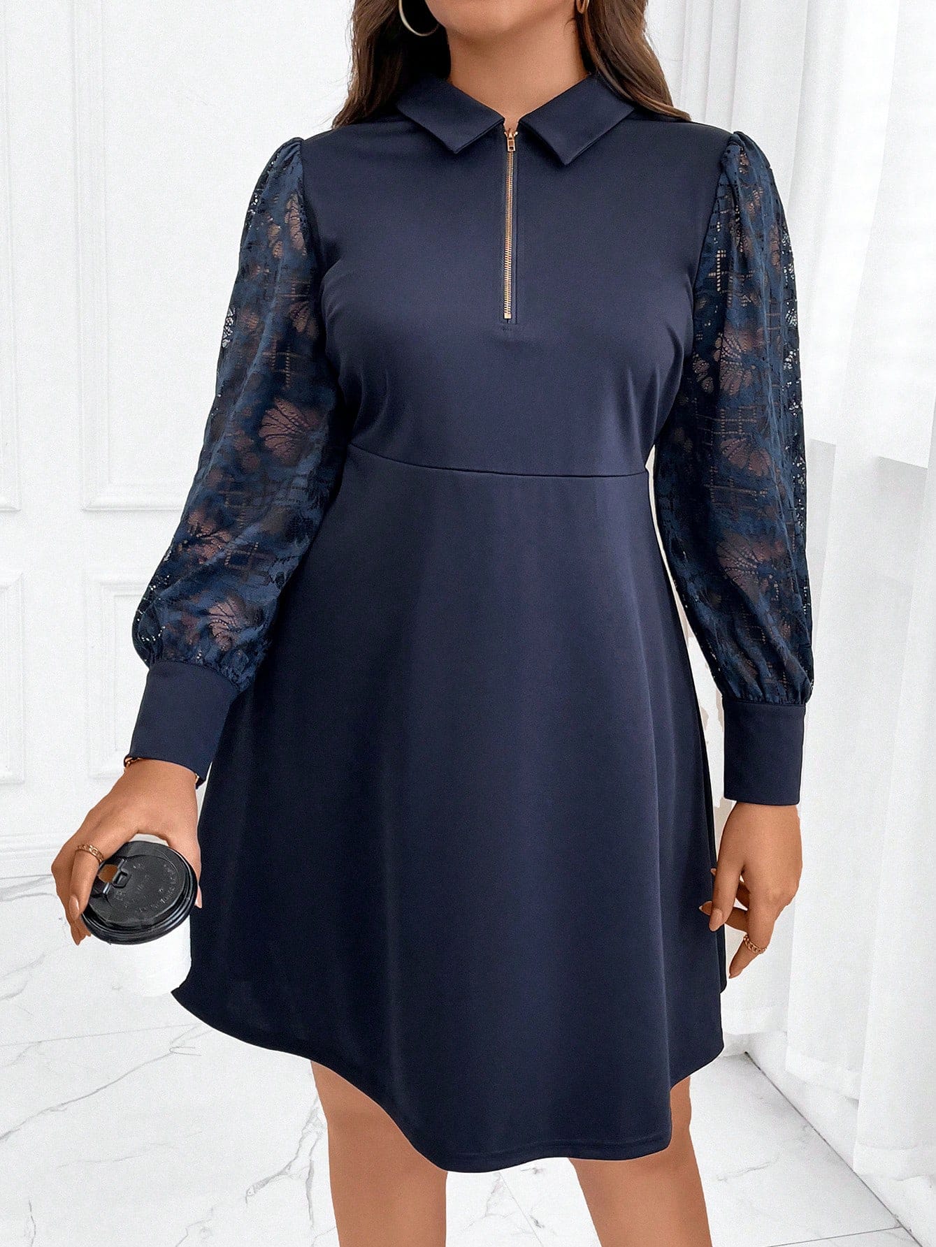 Акція на Сукня осіння жіноча SHEIN GD-00206023 3XL Темно-синя від Rozetka