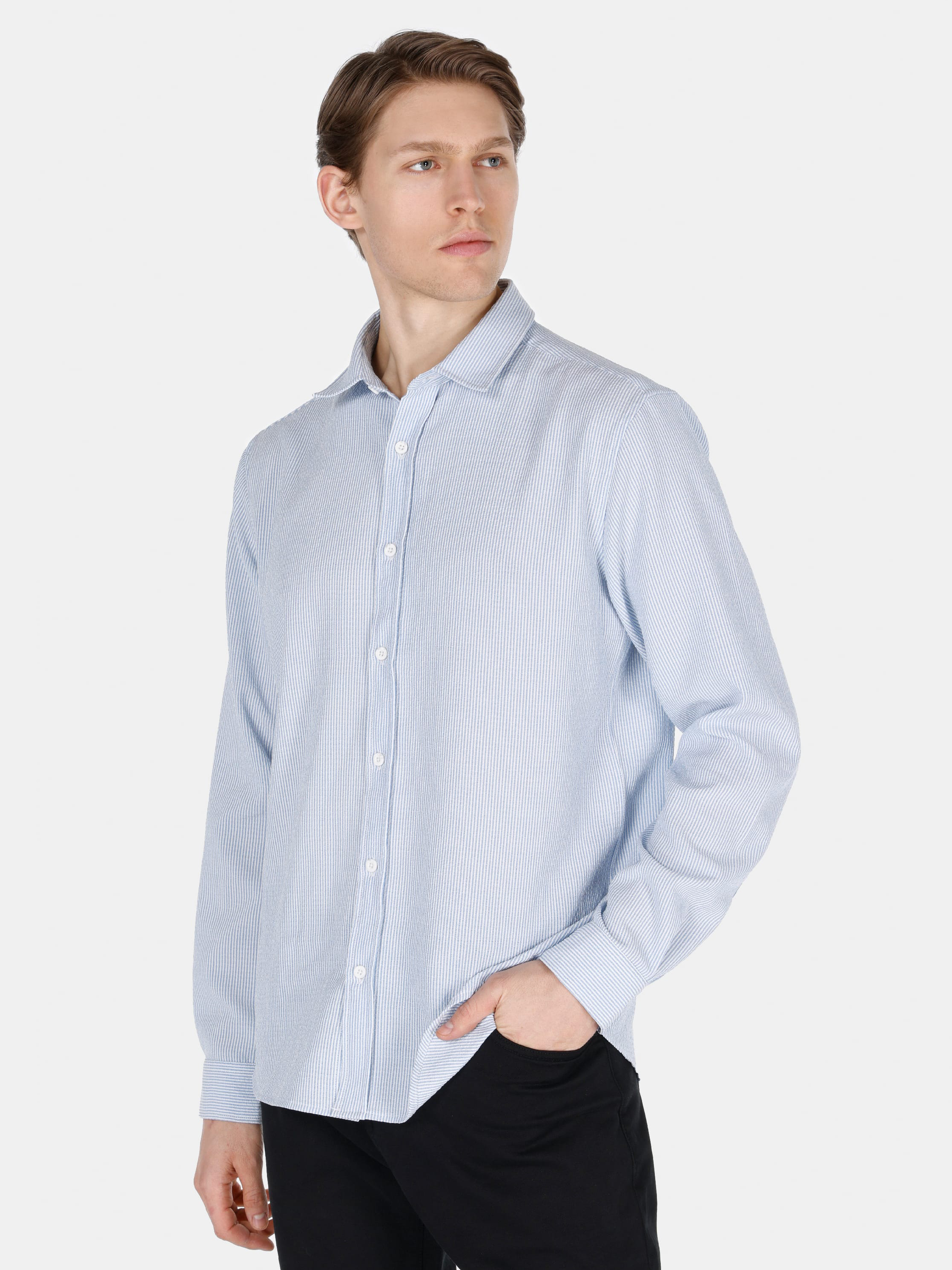 Акція на Сорочка чоловіча Colin's CL1072092LBL S Light Blue від Rozetka