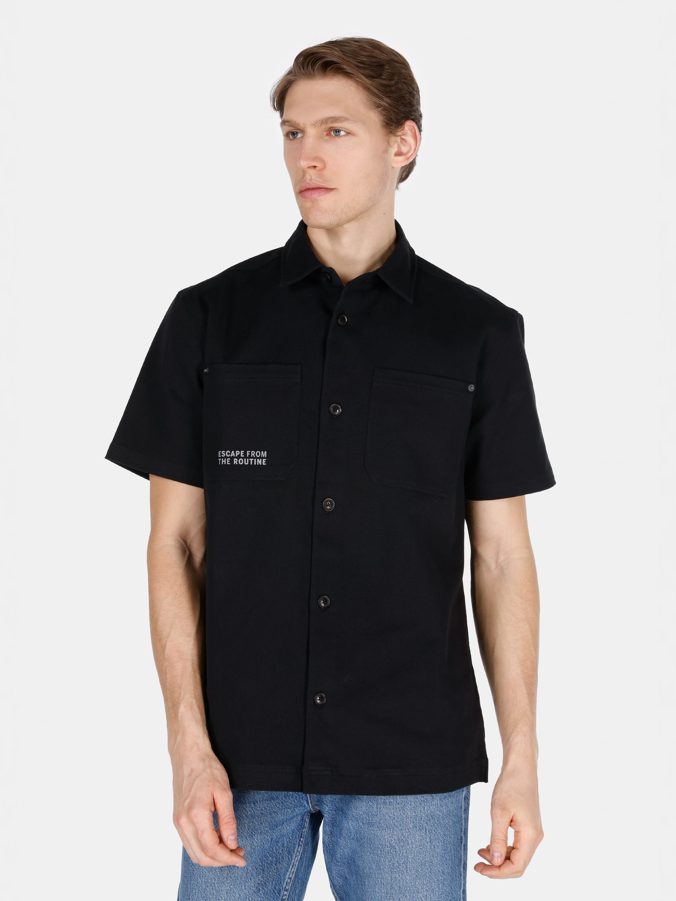Акція на Сорочка джинсова літня чоловіча Colin's CL1073361BLK XL Black від Rozetka