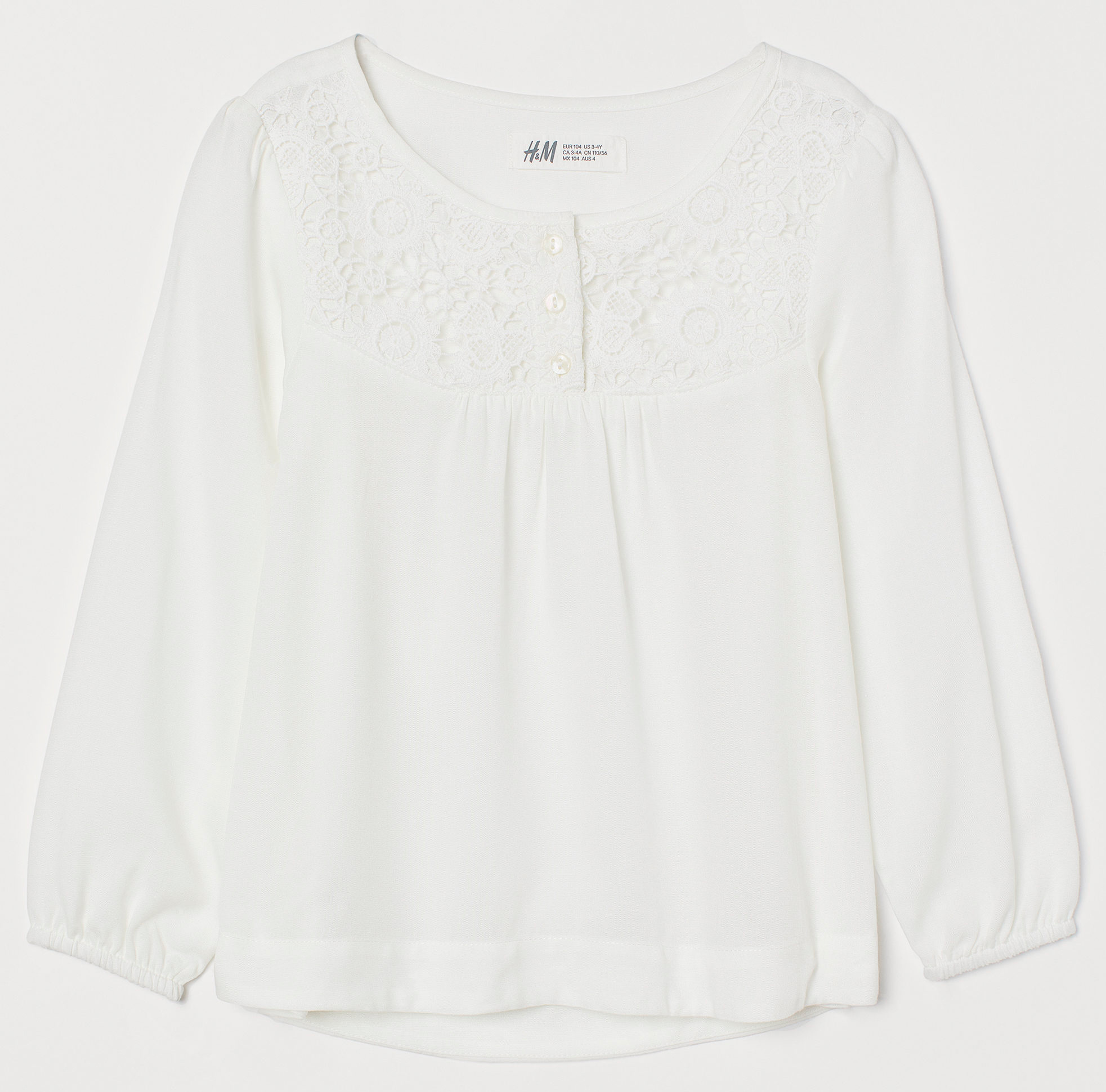 

Блузка H&M 0801859-1 116 см Белая (hm_2000001788318)