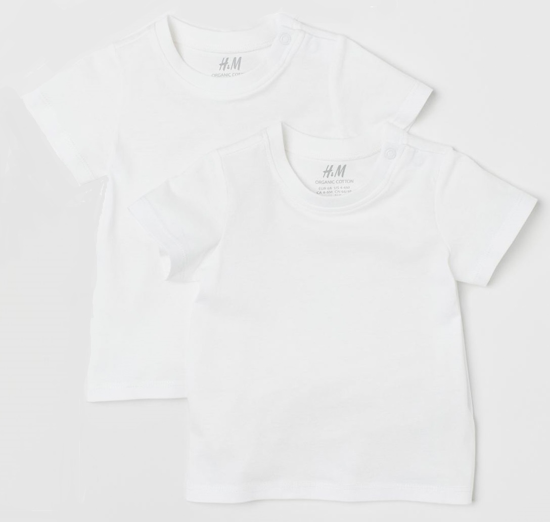 

Футболка H&M 0735523-9 74 см 2 шт Белая