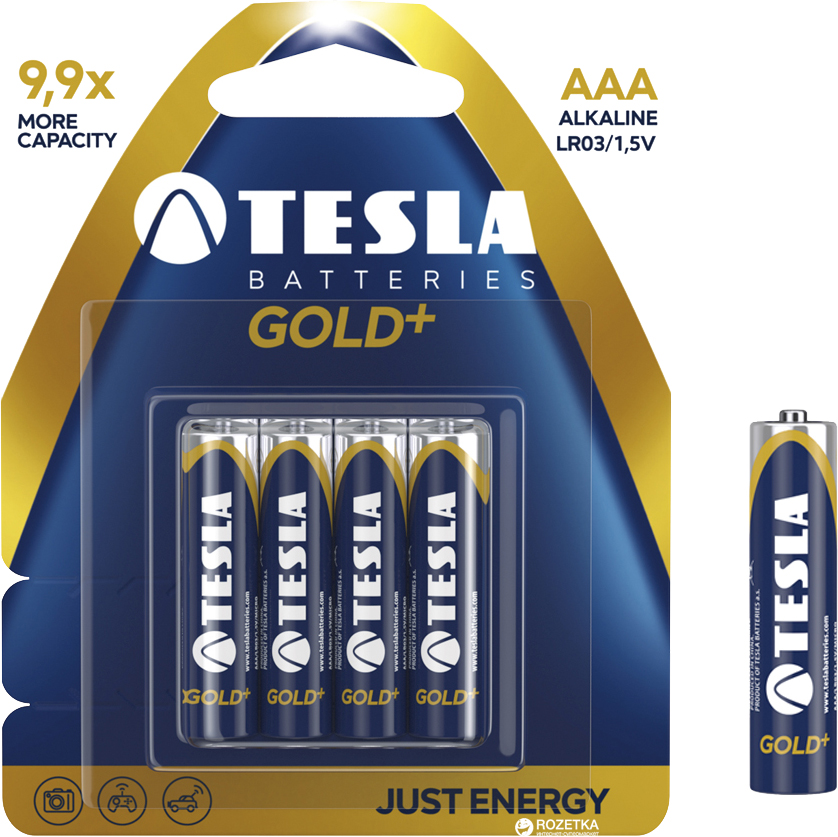  Tesla алкалайн LR03 AАА GOLD+ 4 шт (8594183391021) – низкие .
