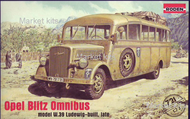 

Немецкий штабной автобус Opel Blitz Omnibus W39, Африканский корпус 1:72 RODEN (RN721)