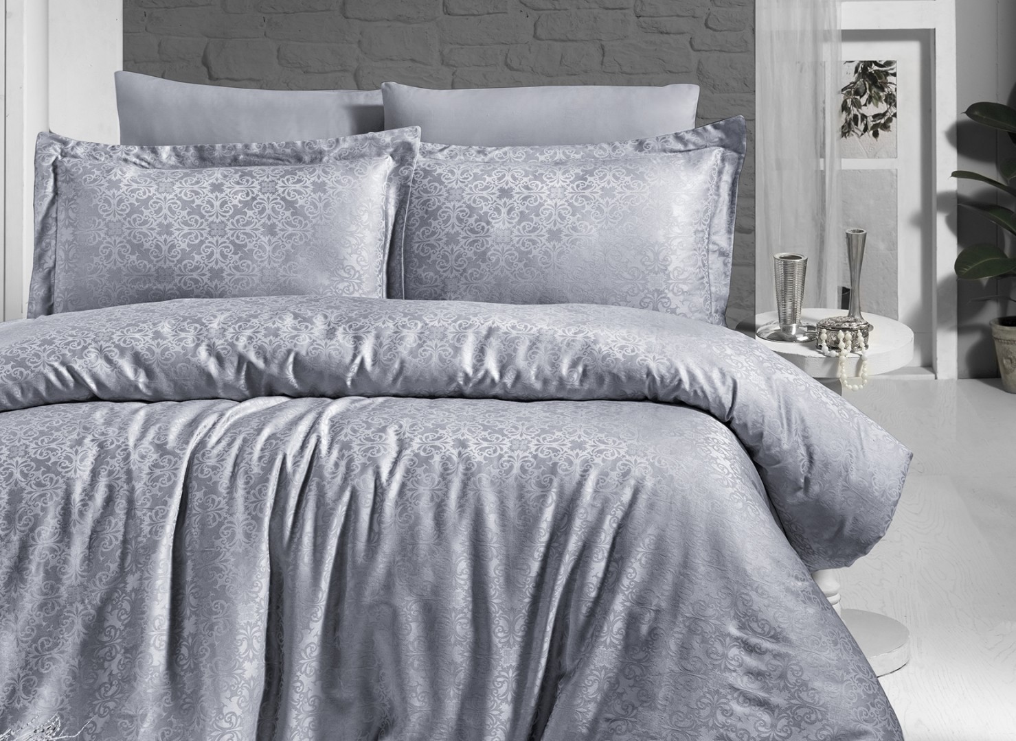 

Комплект постельного белья полуторный First Choice Jacquard SATIN Lamone Gri 160х220 (FCS-0372)