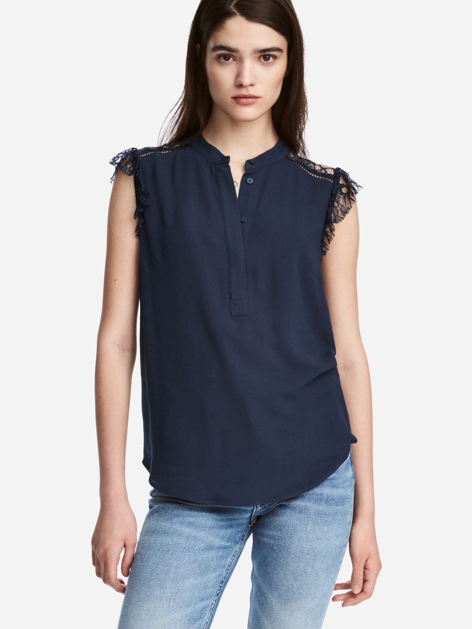 

Блузка H&M 5100176RP1  Темно-синяя, Блузка H&M 5100176RP1 40 Темно-синяя