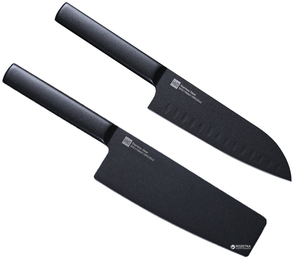 Набор ножей Xiaomi Huo Hou Black non-stick heat из 2 предметов (HRC55 ...