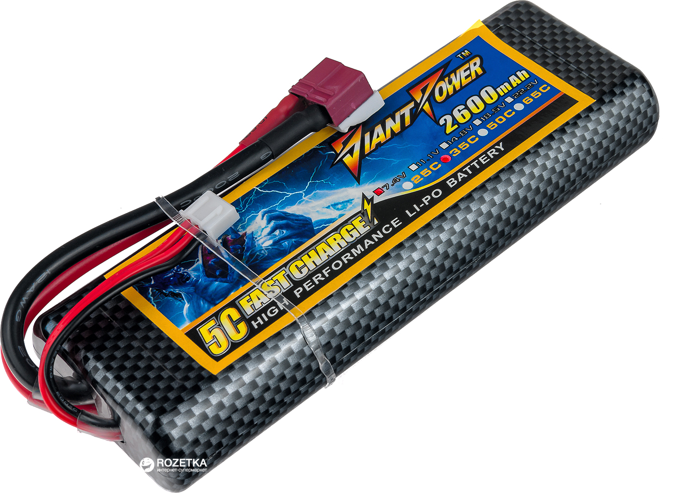 

Аккумулятор Giant Power Li-Pol 2600 mAh 7.4V 2S 35C Hardcase 25x46x138мм T-Plug (2711866872325)