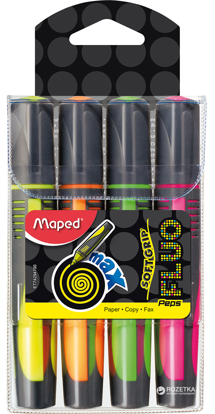 

Набор текстовых маркеров Maped Fluo Peps Max 1-5 мм 4 шт Цветные (MP.742947)