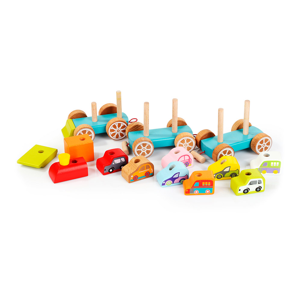 

Деревянная игрушка Cubika Поезд с машинками 14 деталей (13999)