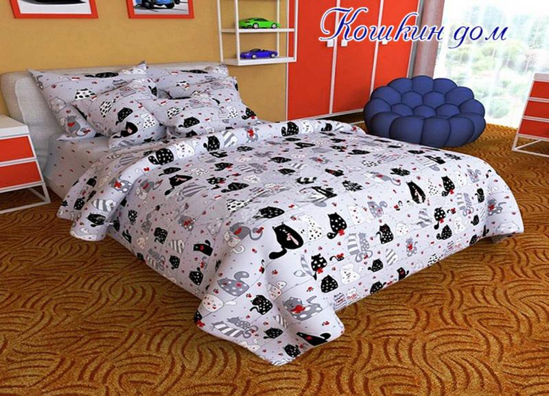 

Комплект постельного белья 1,5-спальный Кошкин дом