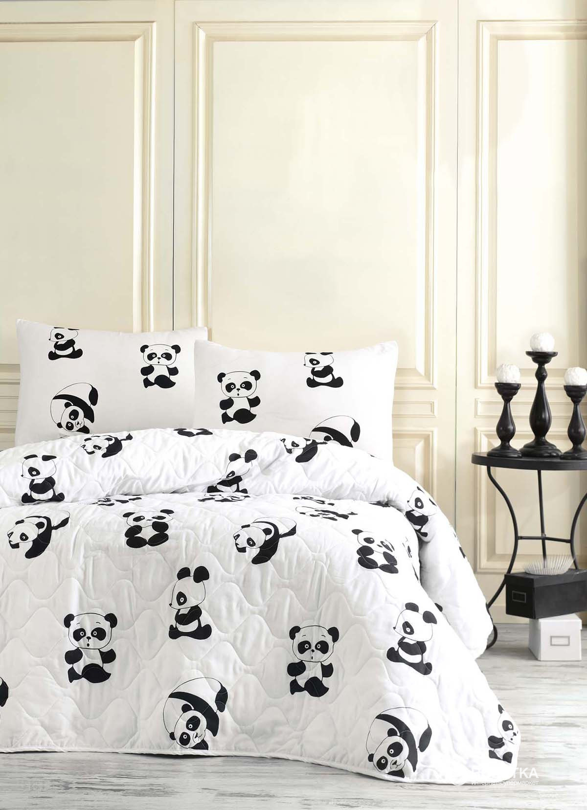 

Покрывало Eponj Home B&W Panda 160x220 + наволочка 50x70