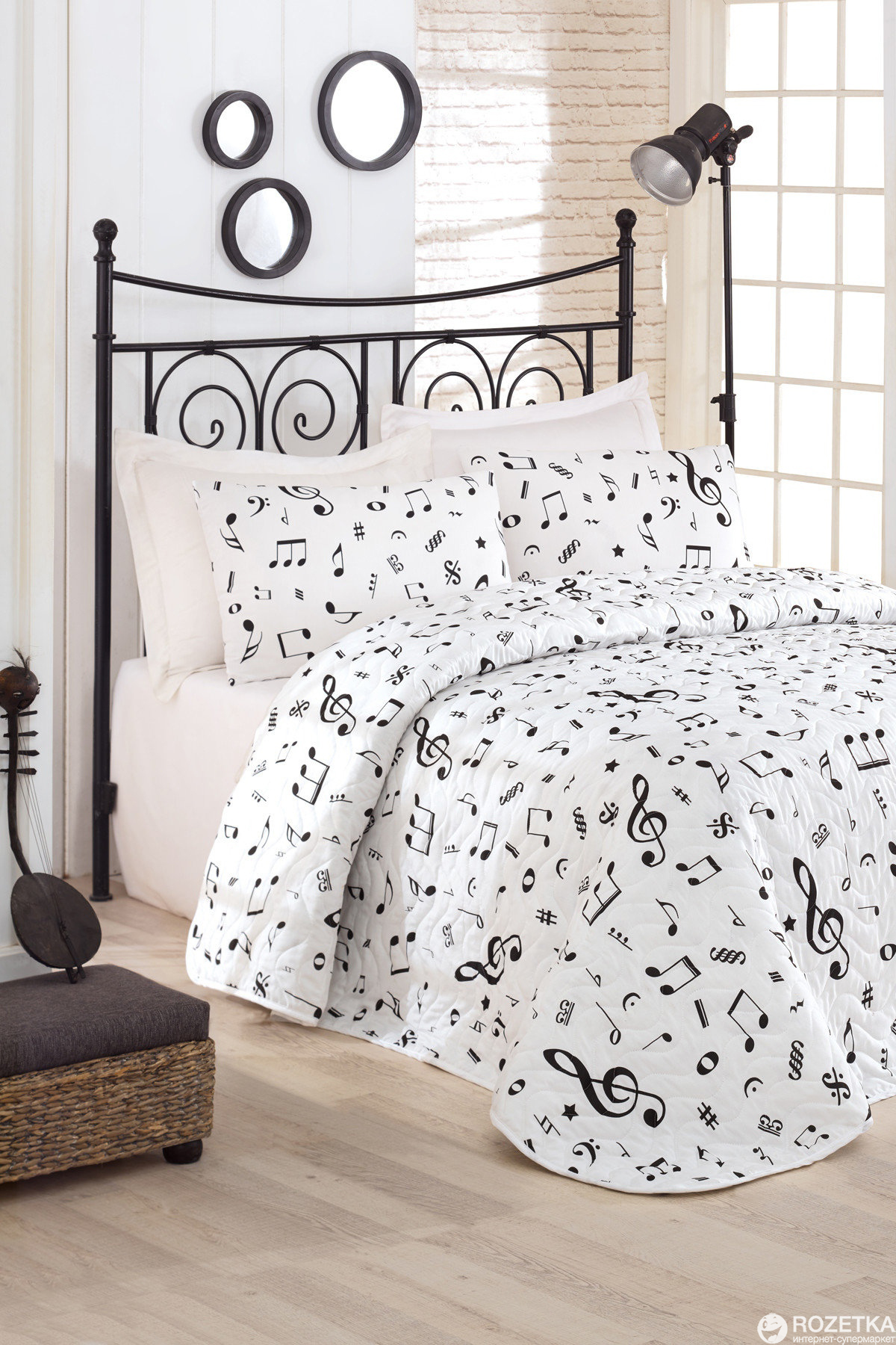 

Покрывало Eponj Home B&W Melodi Beyaz 160x220 + наволочка 50x70