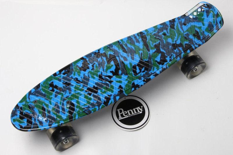 

Скейтборд Penny board (Пенни Борд) рисунок Military Blue светящиеся колеса (1582950067)