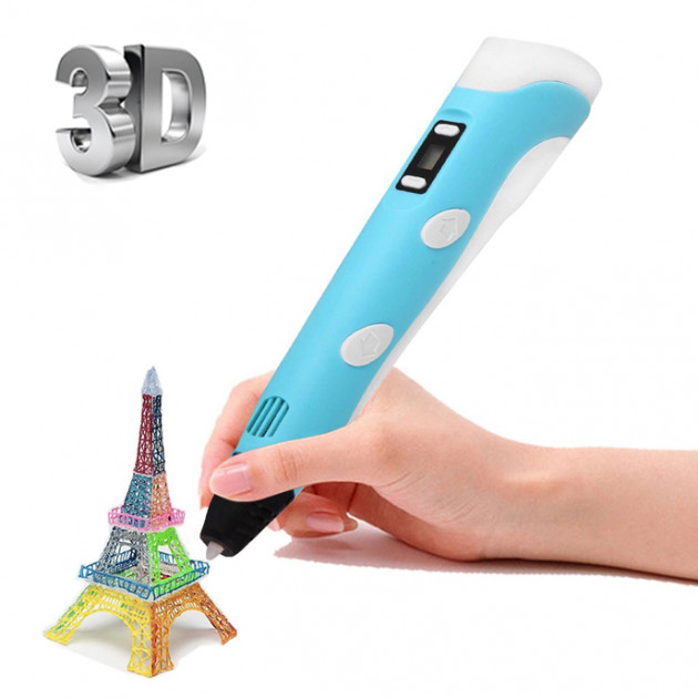 

3D ручка для рисования пластиком с LCD дисплеем Smart 3D Pen-2 Голубая