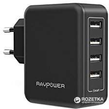 

Сетевое зарядное USB-устройство RAVPower Wall Charger 4 USB 40W RP-PC026BK