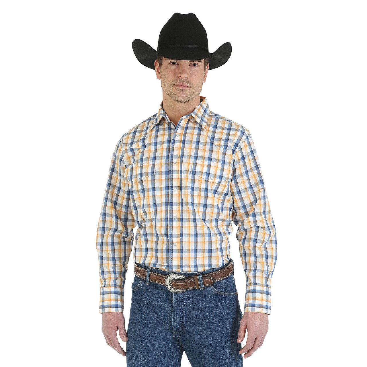 

Рубашка Wrangler Wrinkle Resist, S, White/Blue/Gold, MWR174M