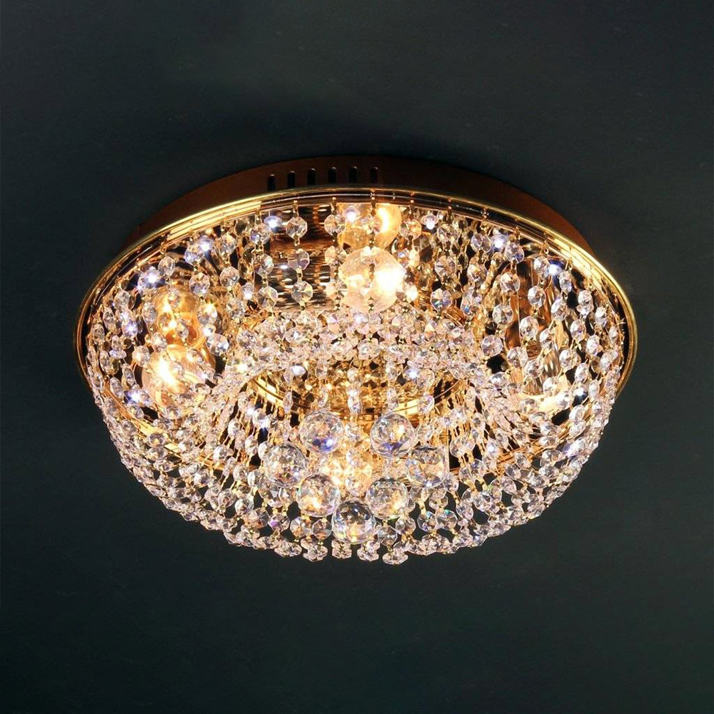 

Хрустальная люстра на 4 лампочки с диодной подсветкой на пульте управления IS-1077/4/FG