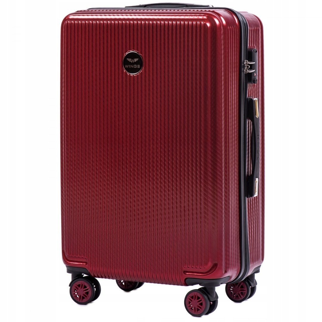 

Средний пластиковый чемодан на 4 колесах WINGS PC565 M бордовый wine red