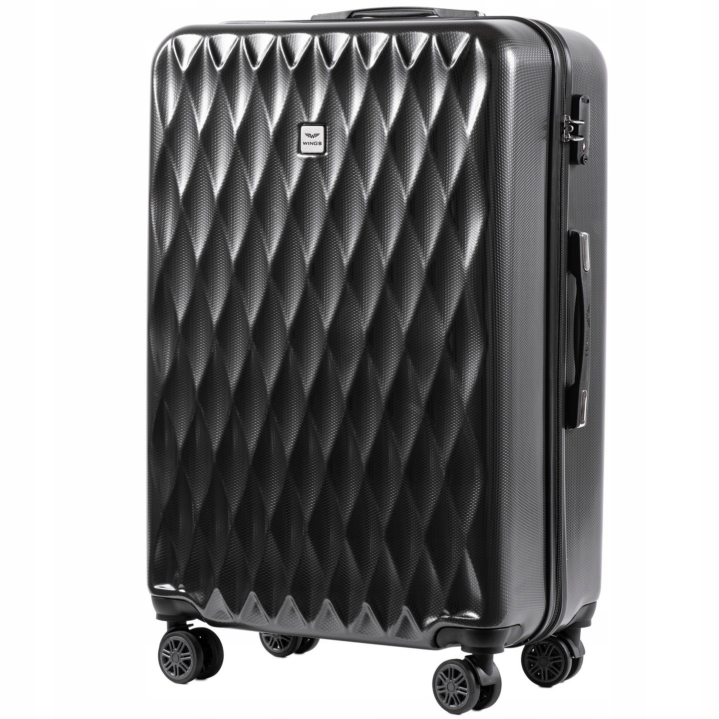 

Большой пластиковый чемодан на 4 колесах Wings PC190 L темно серый dark grey