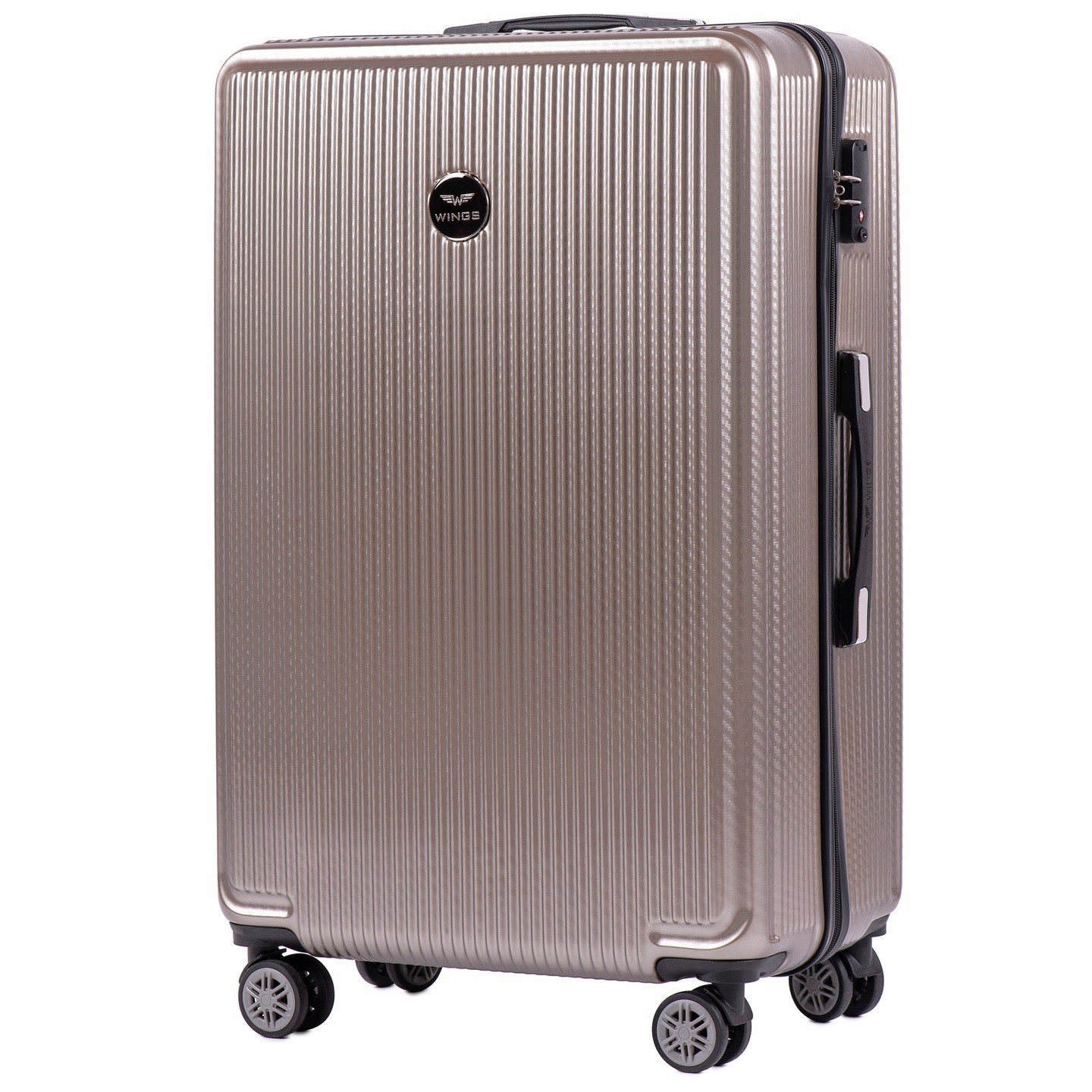 

Средний пластиковый чемодан на 4 колесах WINGS PC565 M бронзовый bronze