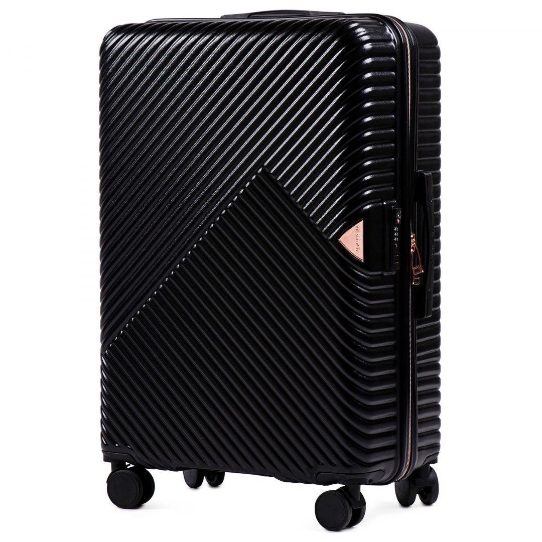 

Средний пластиковый чемодан WINGS WN01 M черный black