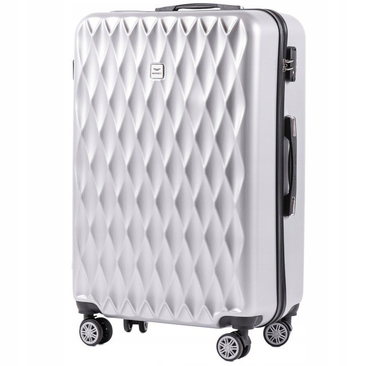 

Маленький пластиковый чемодан на 4 колесах WINGS PC190 S серебро silver