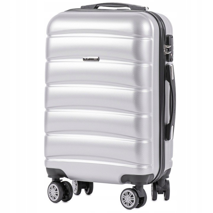 

Маленький пластиковый чемодан на 4 колесах Wings PC160 S серый silver