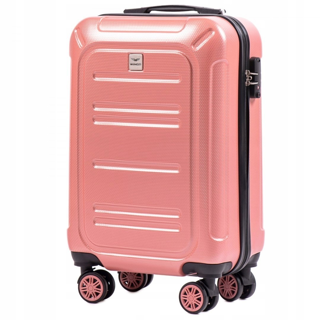 

Средний пластиковый чемодан на 4 колесах WINGS PC175 M розовый Pink