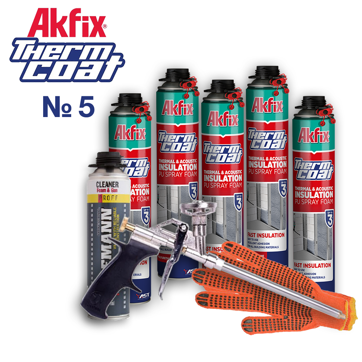 

Напыляемый утеплитель Akfix ThermCoat. Комплект № 5