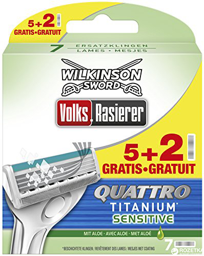 Сменные лезвия Wilkinson Sword Quattro Titanium Sensitive в упаковке 5 ...