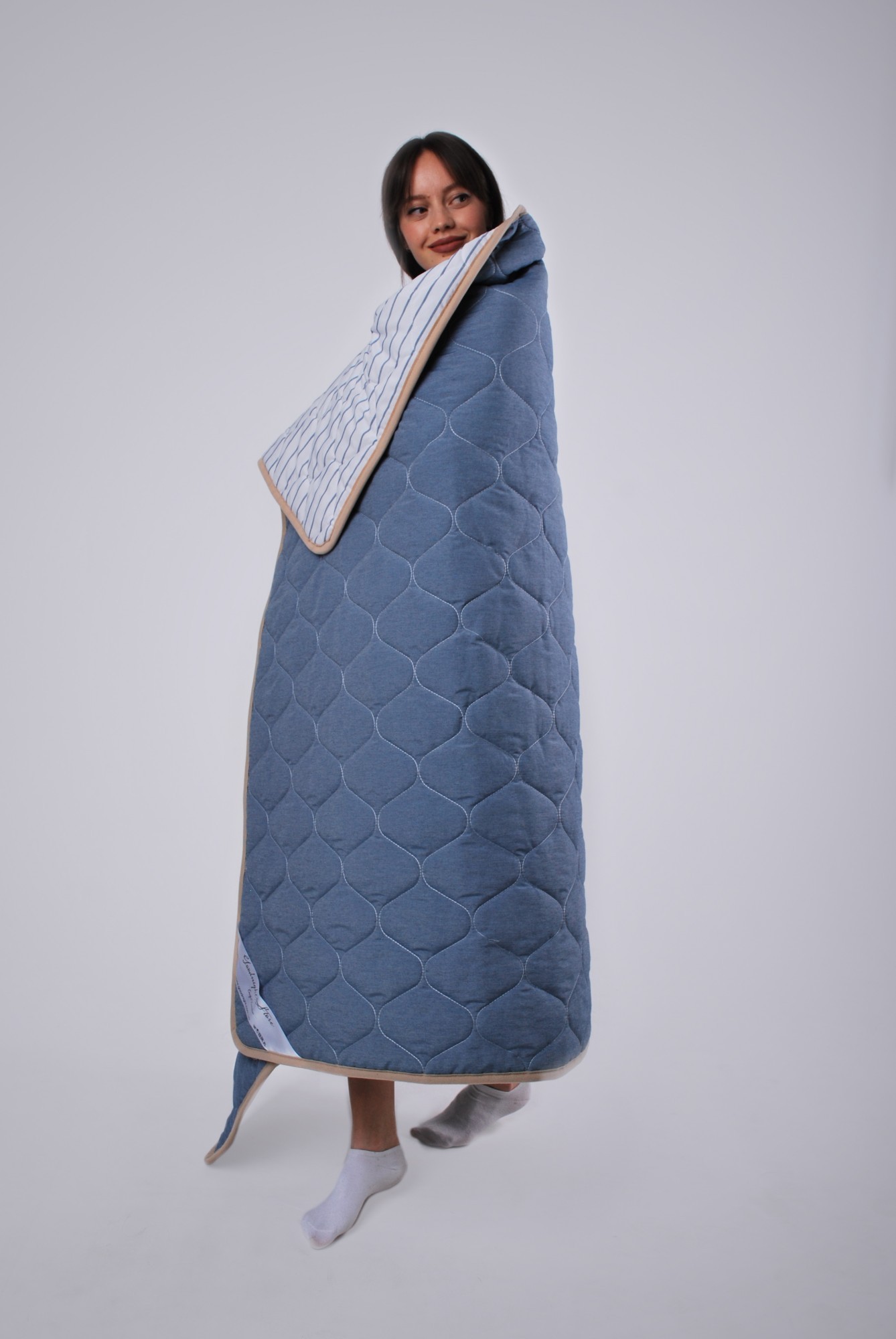 

Одеяло легкое из шерсти мериносов Goodnight.Store 220на200 см синее/белое в синюю полоску 765177179600-ru