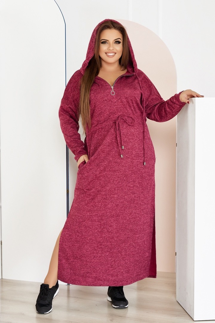 

Платье длинное ангора с разрезом под пояс с капюшоном и карманами Miss Podium Марсала, Платье длинное ангора с разрезом под пояс с капюшоном и карманами Miss Podium Марсала 66