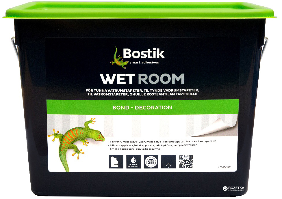 

Клей для тяжелых флизелиновых обоев и тканей Bostik Wet Room 78 5 л Белый (7311020063368)