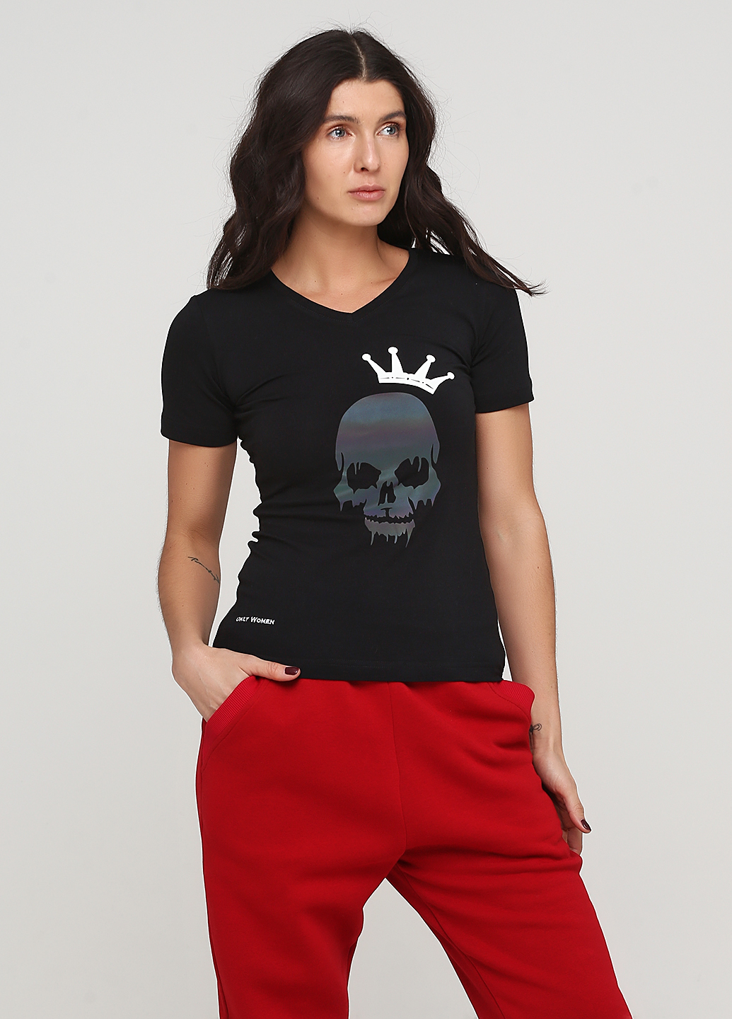 

Черная женская футболка Only Women (94-TSH-3-02-Sheina-V-black/skull, Черная женская футболка Only Women (94-TSH-3-02-Sheina-V-black/skull-XS)