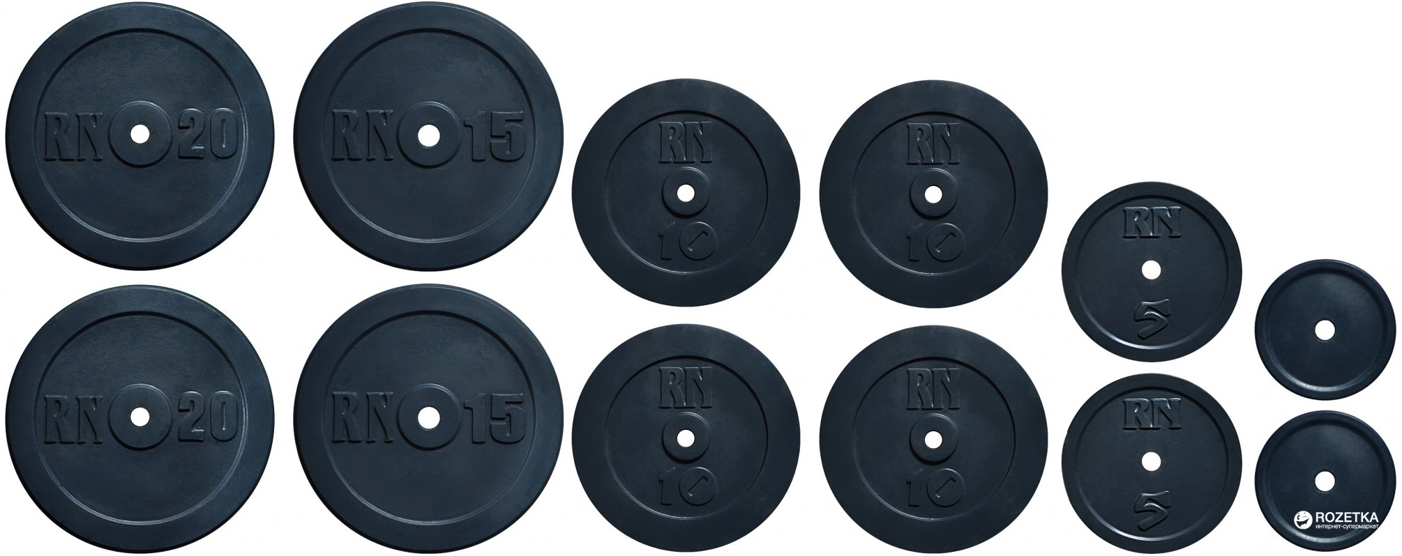 

Набор блинов RN-Sport 125 кг (2х2.5 кг, 2х5 кг, 4х10 кг, 2х15 кг, 2х20 кг) (RNset125)