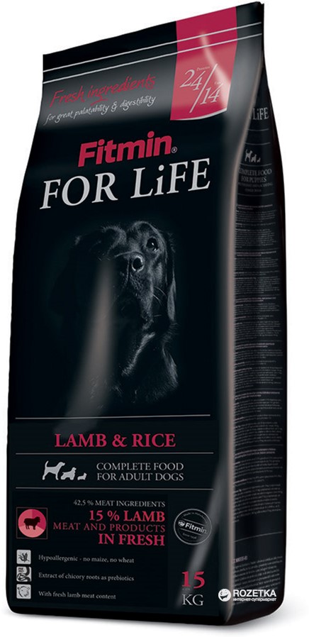 

Сухой корм для взрослых собак Fitmin dog For Life Lamb & Rice - 15 кг